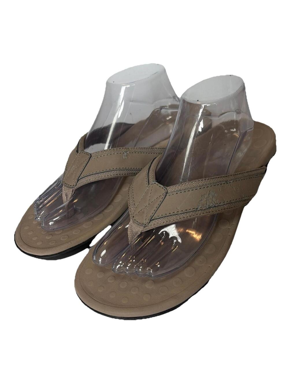 Vionic Women's Thong Sandals Size 8 Tan Beige Flip Flops Arch Support Orthotic